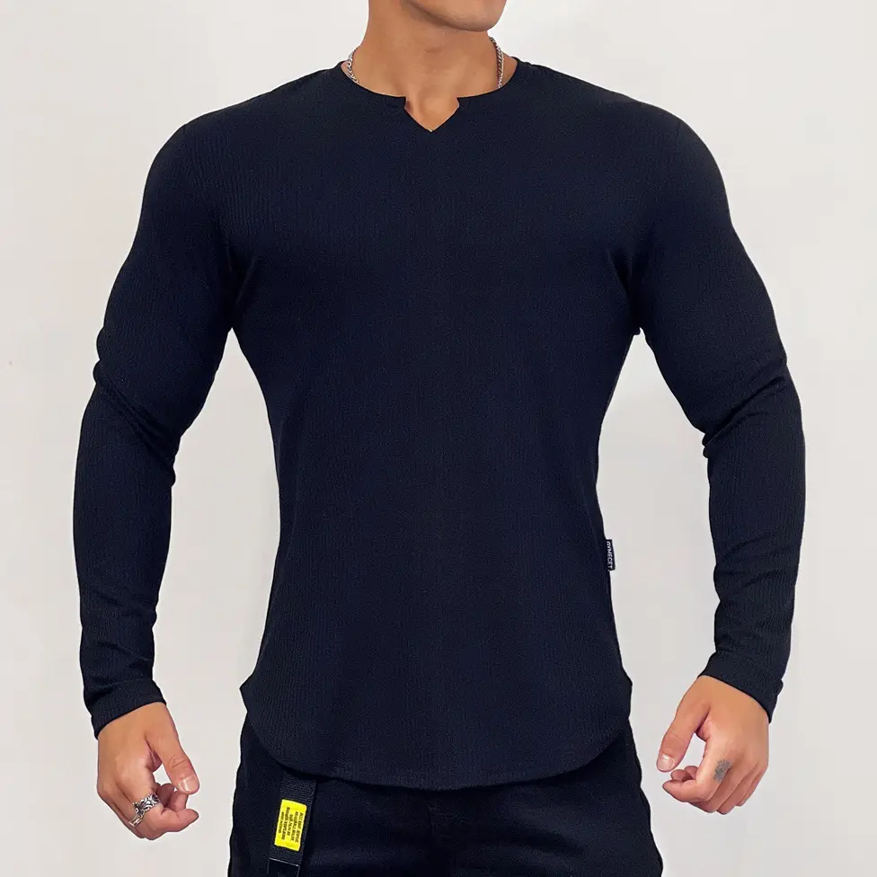 Men's White Long Sleeve Muscle Sports T-Shirt - Image 4