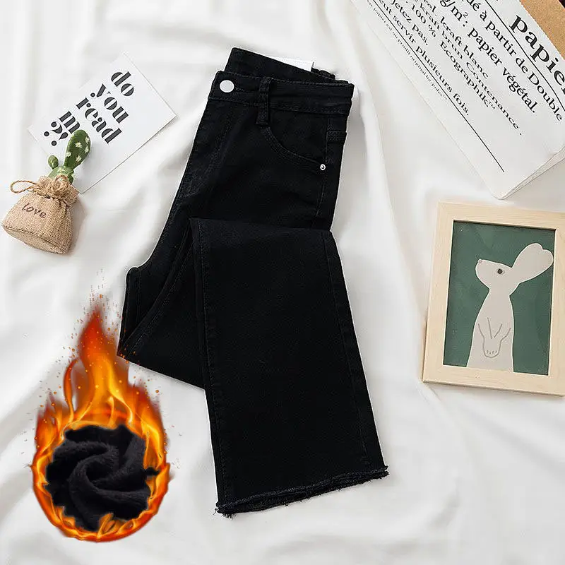 Women Black Slimming Jeans with Fleece Lining - Image 8