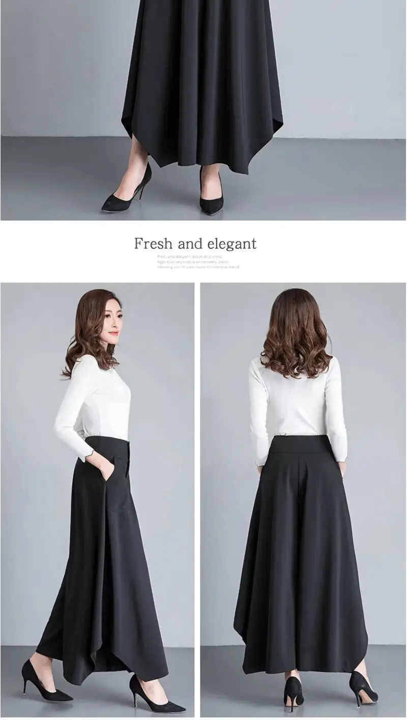 Women Irregular Wide Leg Skirt Pants Black 2026 — feature 13