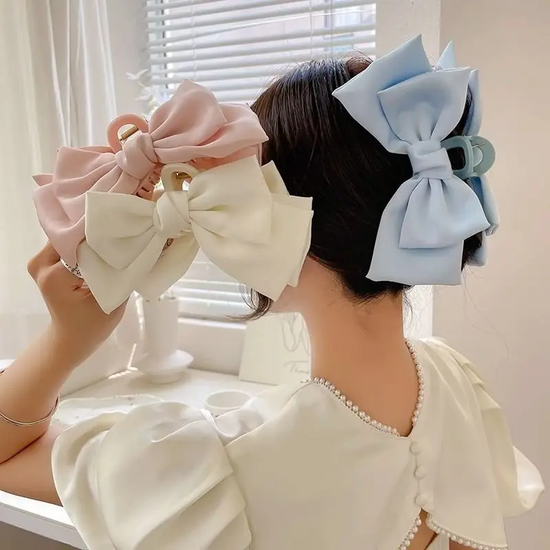 Black Double-Sided Bow Large Grabber Fugitive Princess Headdress Large Elegant Shark Clip Back of the Head Hairpin - Image 66