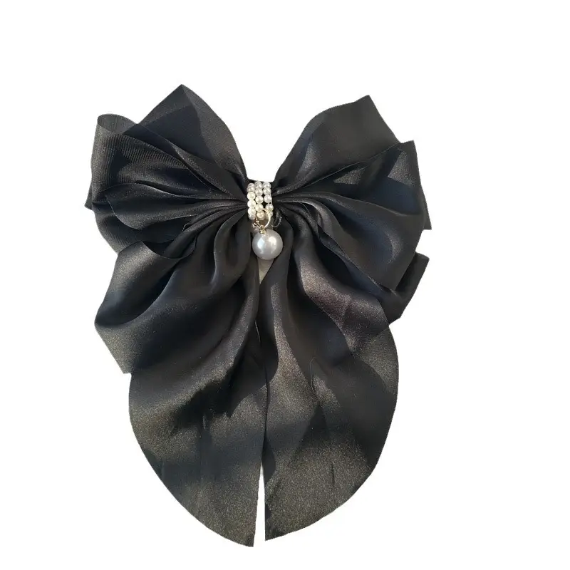 Black Double-Sided Bow Large Grabber Fugitive Princess Headdress Large Elegant Shark Clip Back of the Head Hairpin - Image 67
