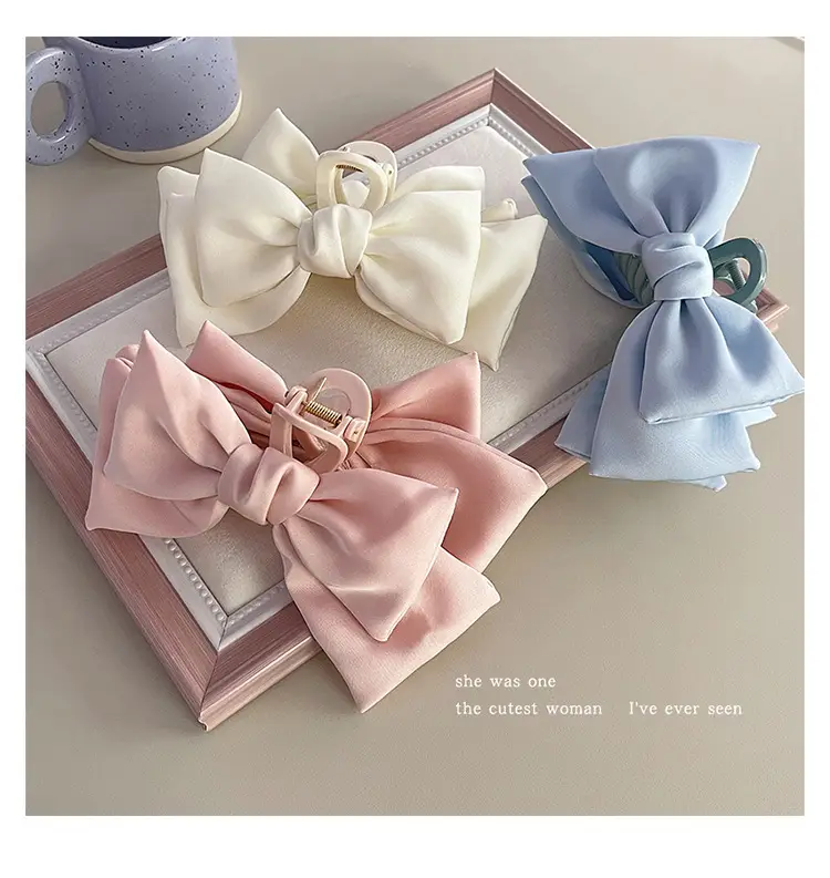 Black Double-Sided Bow Large Grabber Fugitive Princess Headdress Large Elegant Shark Clip Back of the Head Hairpin — feature 7