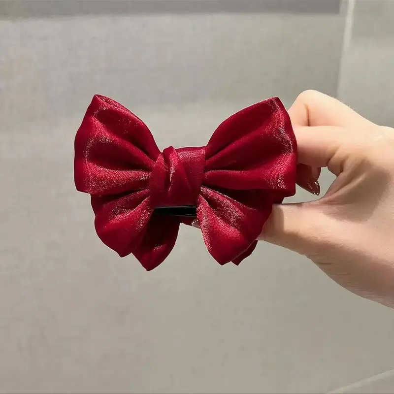 Black Double-Sided Bow Large Grabber Fugitive Princess Headdress Large Elegant Shark Clip Back of the Head Hairpin - Image 4