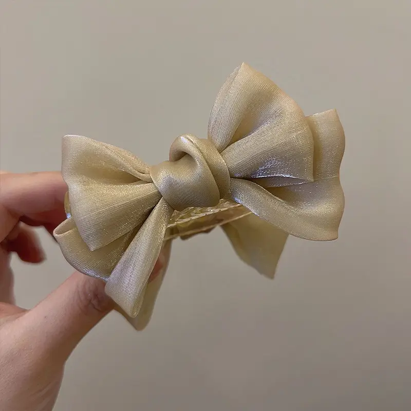 Black Double-Sided Bow Large Grabber Fugitive Princess Headdress Large Elegant Shark Clip Back of the Head Hairpin - Image 6