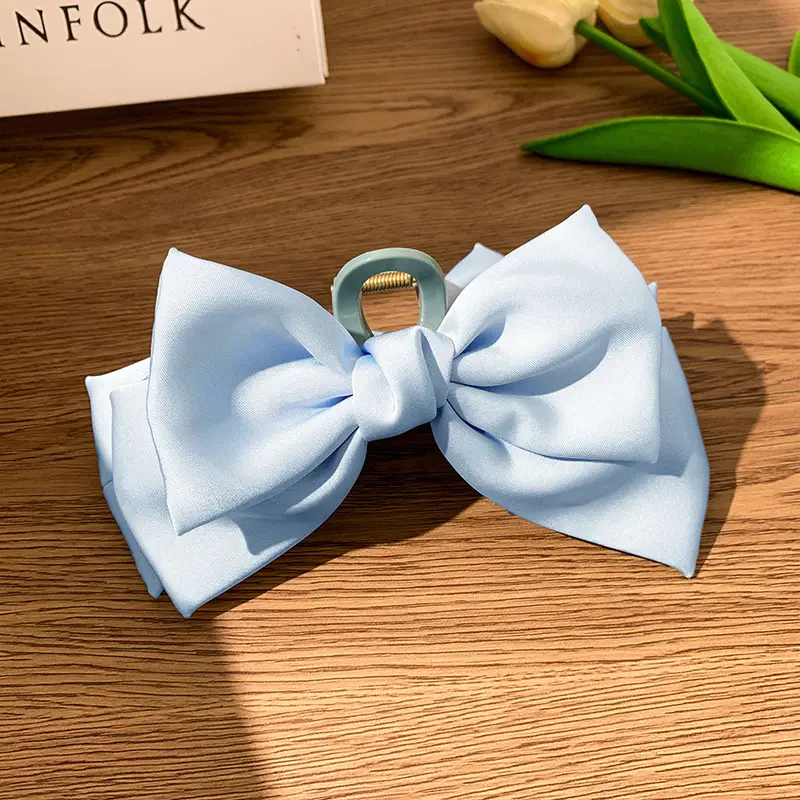Black Double-Sided Bow Large Grabber Fugitive Princess Headdress Large Elegant Shark Clip Back of the Head Hairpin - Image 11