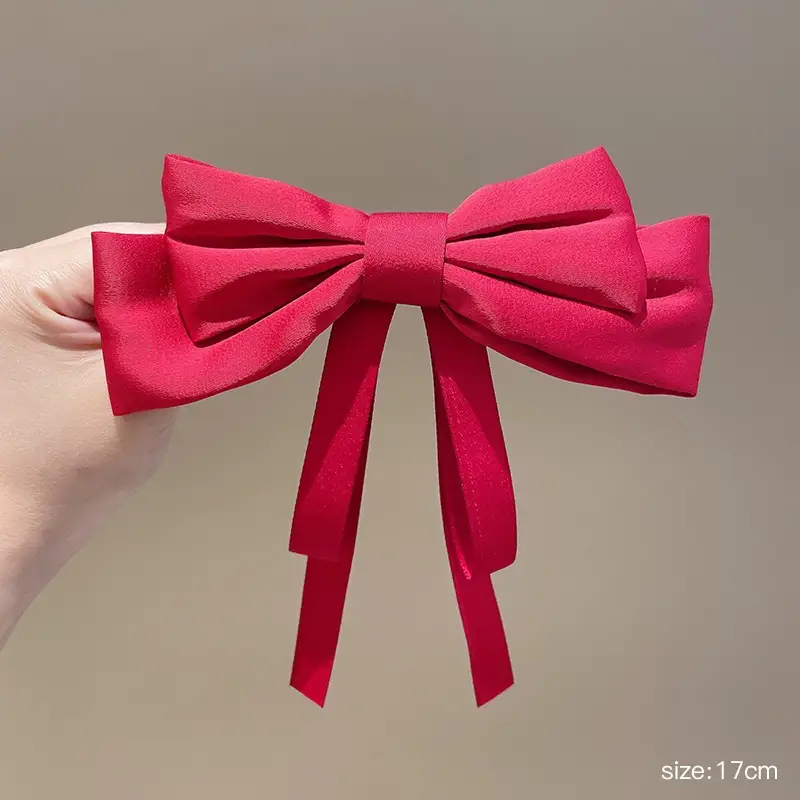 Black Double-Sided Bow Large Grabber Fugitive Princess Headdress Large Elegant Shark Clip Back of the Head Hairpin - Image 12