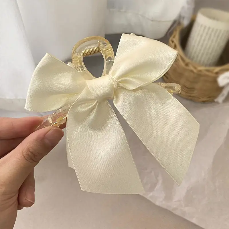 Black Double-Sided Bow Large Grabber Fugitive Princess Headdress Large Elegant Shark Clip Back of the Head Hairpin - Image 16