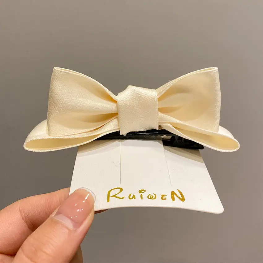 Black Double-Sided Bow Large Grabber Fugitive Princess Headdress Large Elegant Shark Clip Back of the Head Hairpin - Image 18