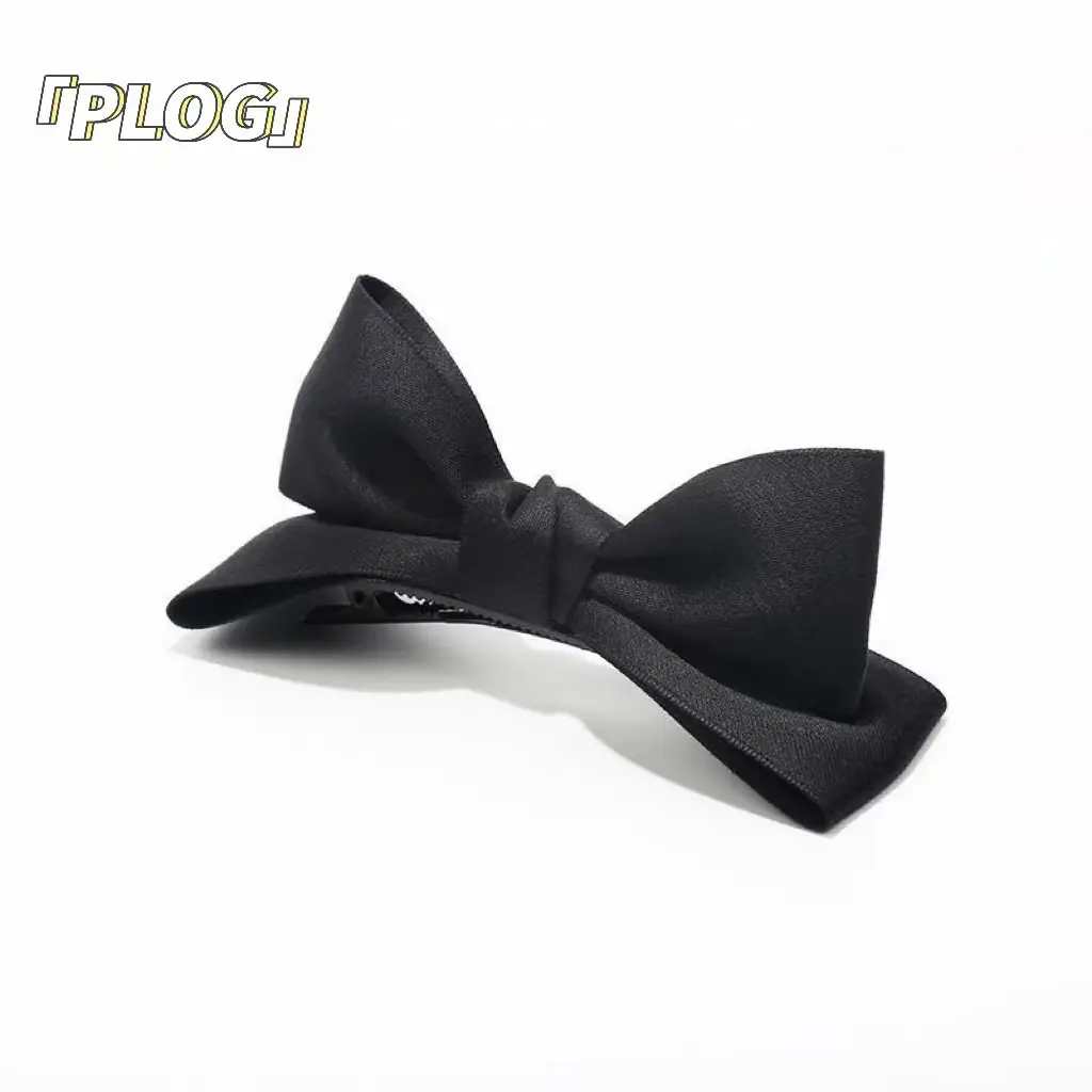 Black Double-Sided Bow Large Grabber Fugitive Princess Headdress Large Elegant Shark Clip Back of the Head Hairpin - Image 21