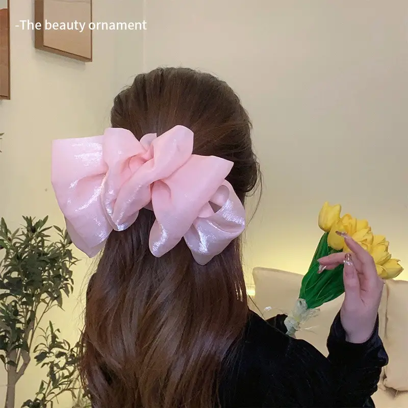 Black Double-Sided Bow Large Grabber Fugitive Princess Headdress Large Elegant Shark Clip Back of the Head Hairpin - Image 29