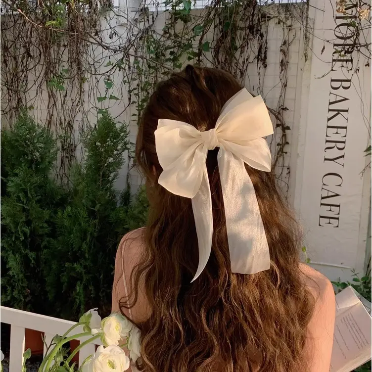 Black Double-Sided Bow Large Grabber Fugitive Princess Headdress Large Elegant Shark Clip Back of the Head Hairpin - Image 31