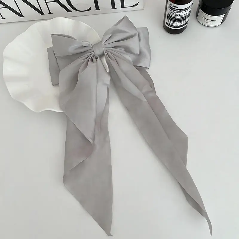 Black Double-Sided Bow Large Grabber Fugitive Princess Headdress Large Elegant Shark Clip Back of the Head Hairpin - Image 40
