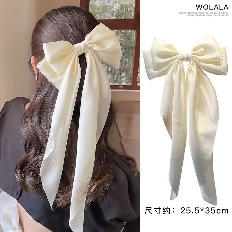 Black Double-Sided Bow Large Grabber Fugitive Princess Headdress Large Elegant Shark Clip Back of the Head Hairpin - Image 41