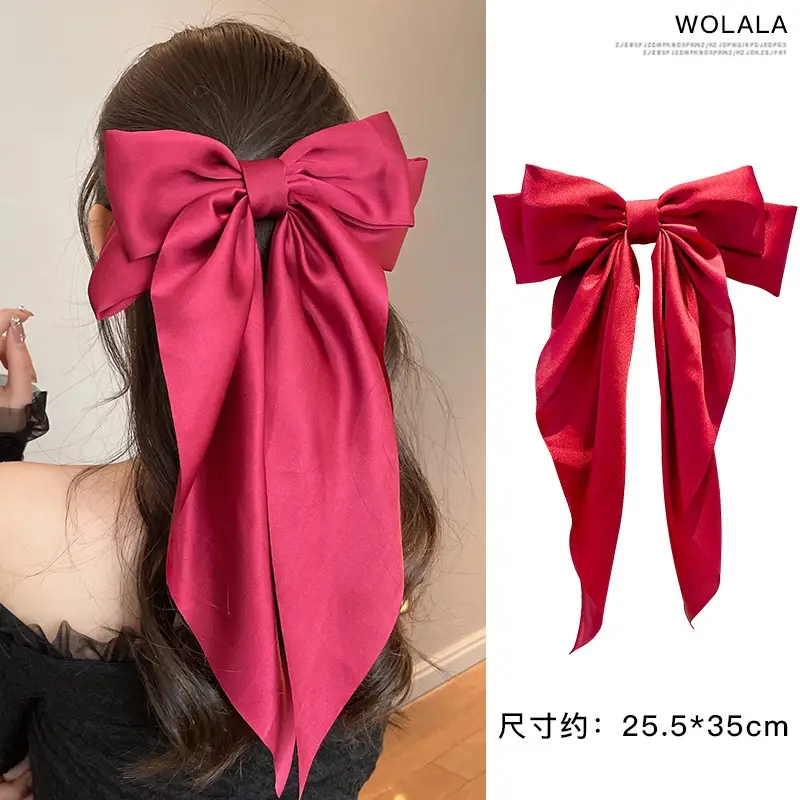 Black Double-Sided Bow Large Grabber Fugitive Princess Headdress Large Elegant Shark Clip Back of the Head Hairpin - Image 43
