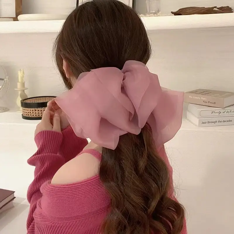 Black Double-Sided Bow Large Grabber Fugitive Princess Headdress Large Elegant Shark Clip Back of the Head Hairpin - Image 46