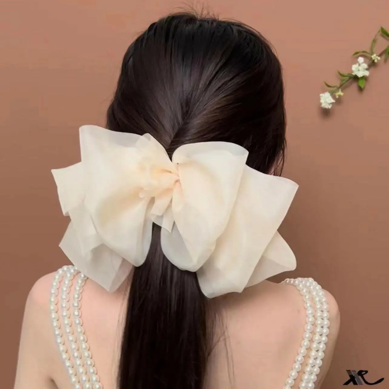 Black Double-Sided Bow Large Grabber Fugitive Princess Headdress Large Elegant Shark Clip Back of the Head Hairpin - Image 47