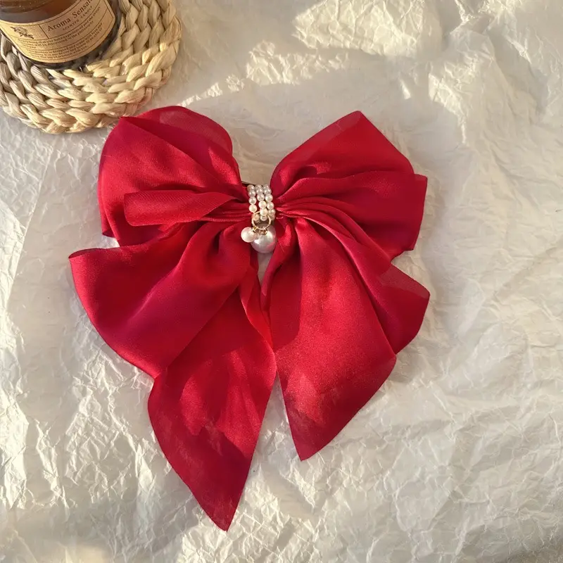 Black Double-Sided Bow Large Grabber Fugitive Princess Headdress Large Elegant Shark Clip Back of the Head Hairpin - Image 52