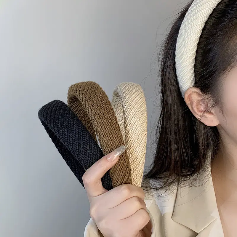 Black Twill Hairband Wide Edge for Women - Image 7