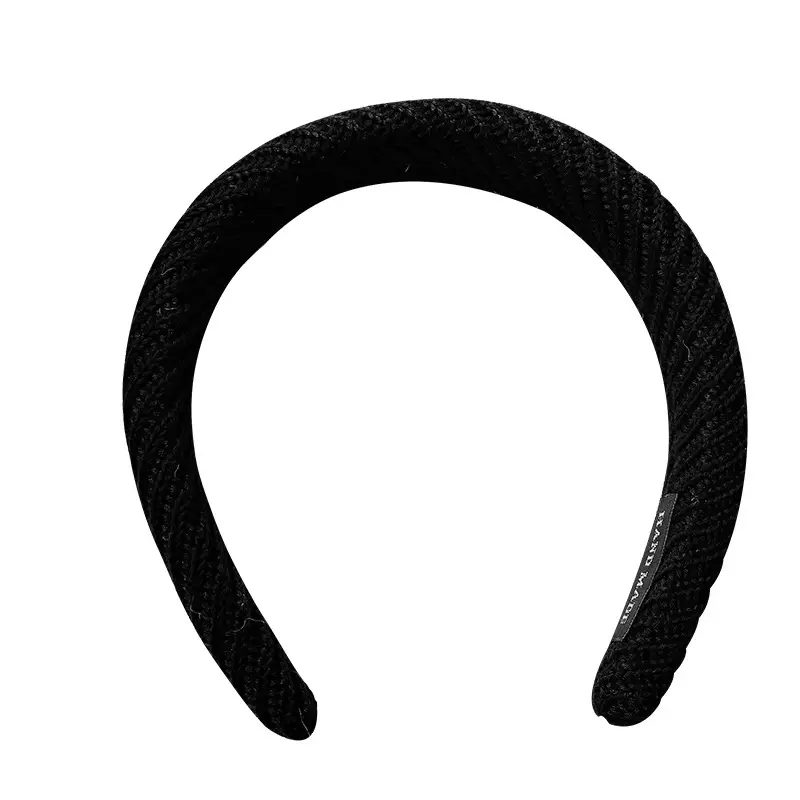 Black Twill Hairband Wide Edge for Women - Image 8