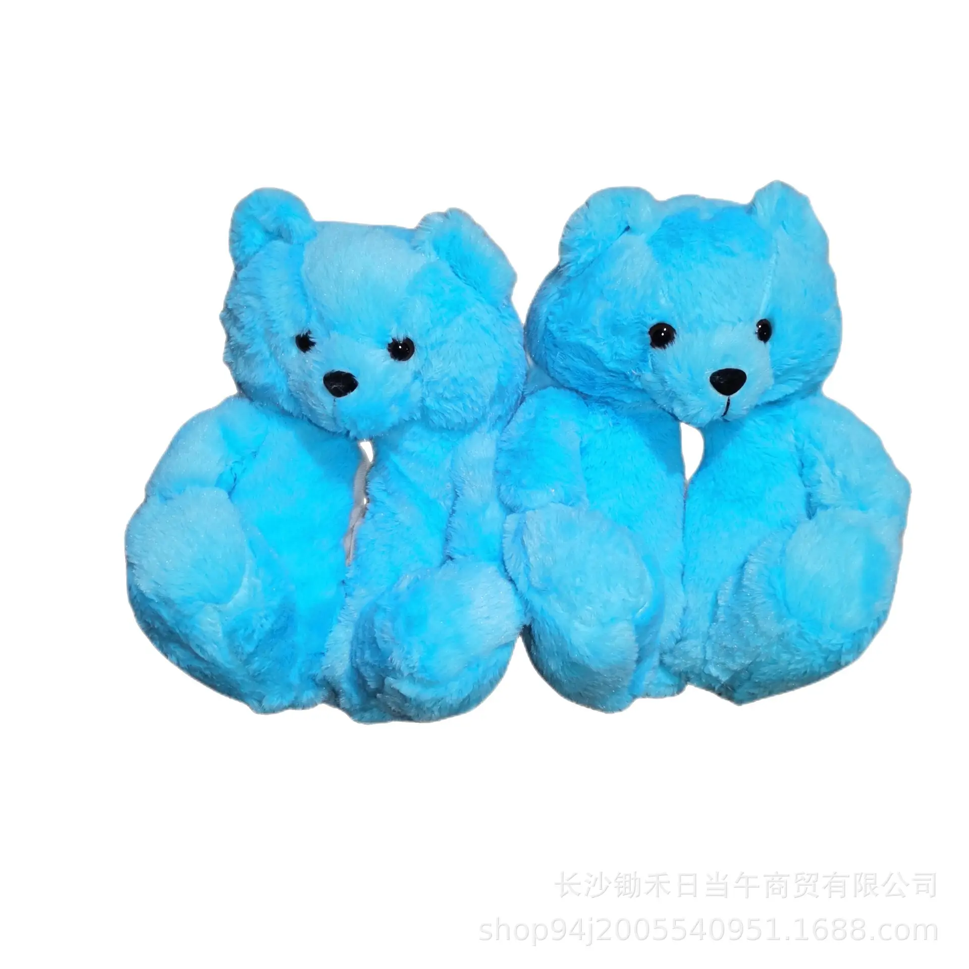 Orange Plush Teddy Bear Slippers Set of 2 - Image 2