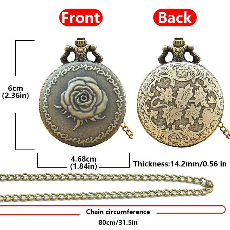 Vintage Rose Rose Pocket Watch Necklace for Women — feature 16
