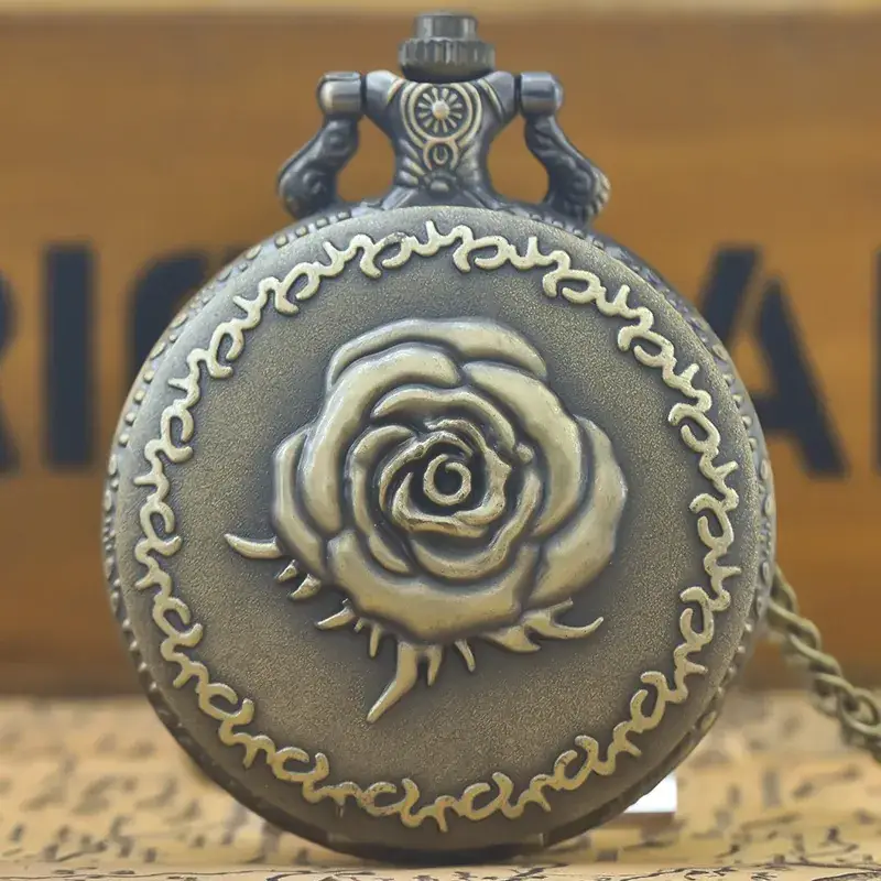 Vintage Rose Rose Pocket Watch Necklace for Women — feature 18