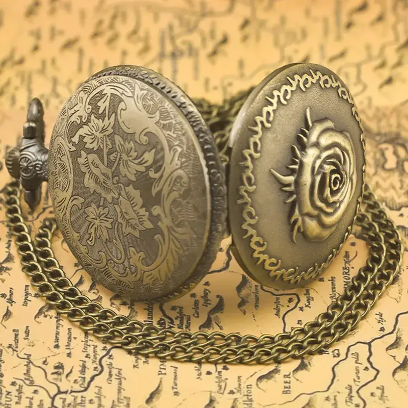 Vintage Rose Rose Pocket Watch Necklace for Women — feature 19