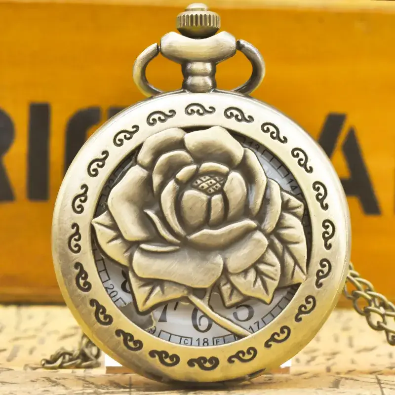 Vintage Rose Rose Pocket Watch Necklace for Women — feature 4