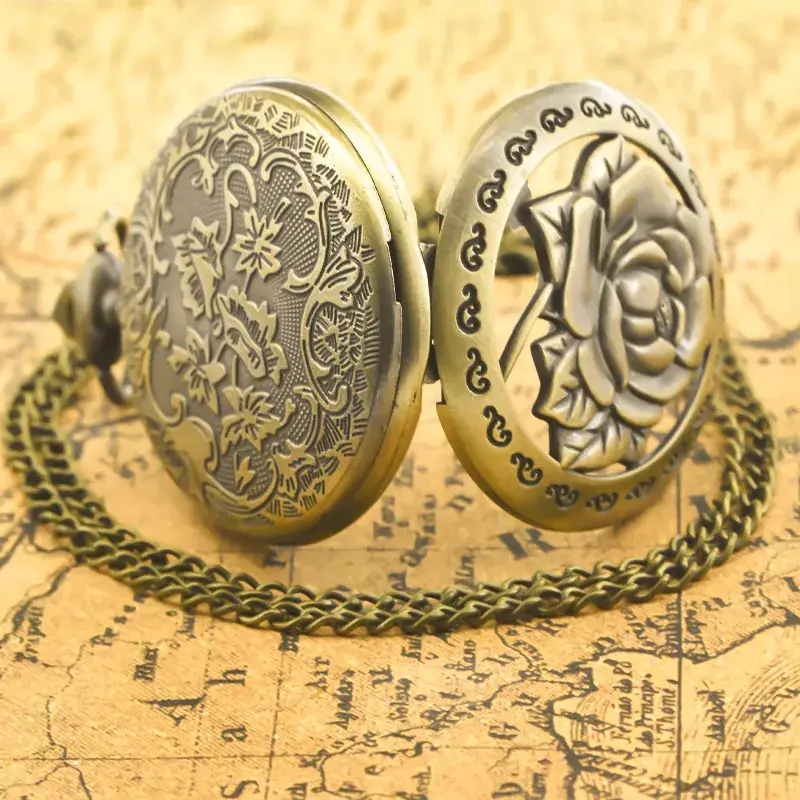 Vintage Rose Rose Pocket Watch Necklace for Women — feature 5