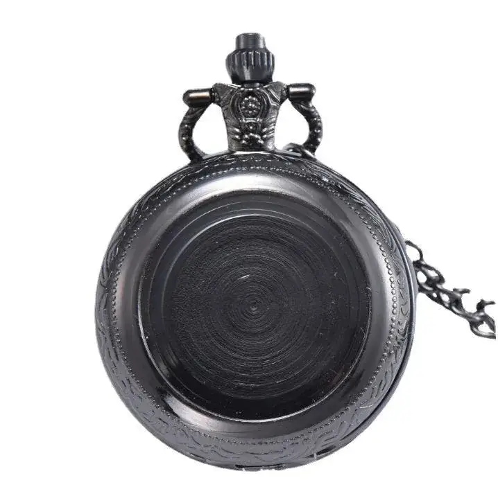 Black Metal Cross Mirror Pocket Watch Necklace for Men Women - Image 3