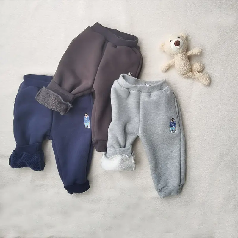 Baby Fleece Lined Trousers Grey Cartoon Pattern - Image 5