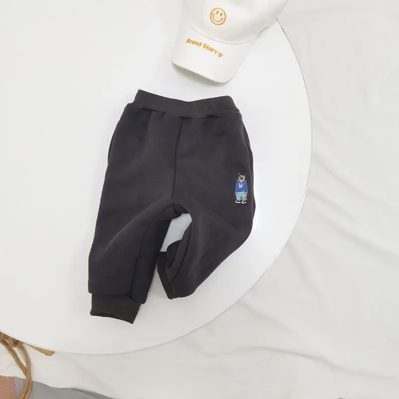 Baby Fleece Lined Trousers Grey Cartoon Pattern — feature 10