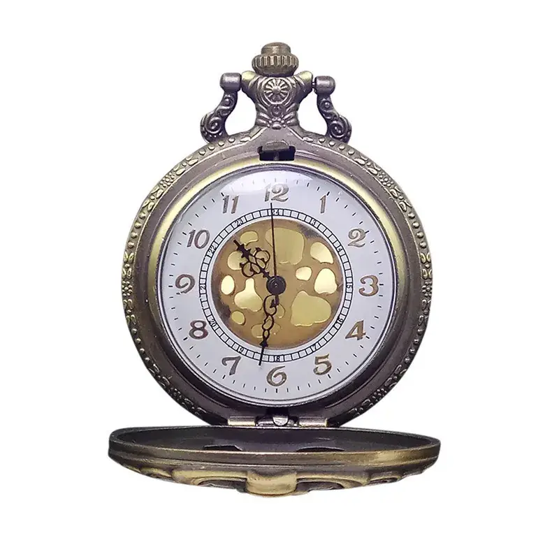Silver Fishbone Necklace Pocket Watch with Chain - Image 4