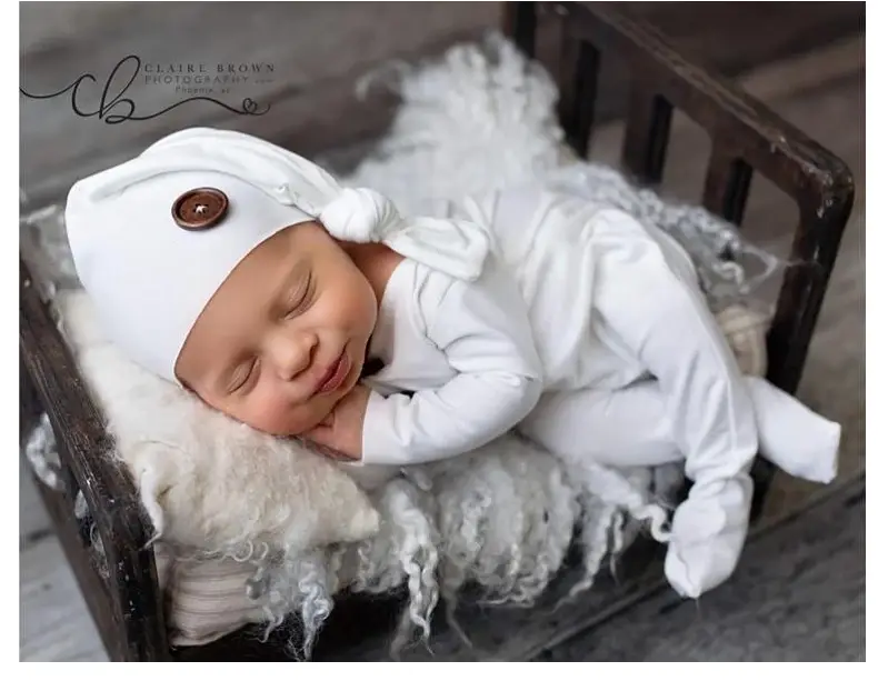 Newborn Knitted Red Baby Photo Suit White — feature 21