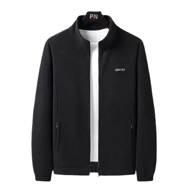 Men's 2-Sided Fleece Jacket Navy Beige Large - Image 7