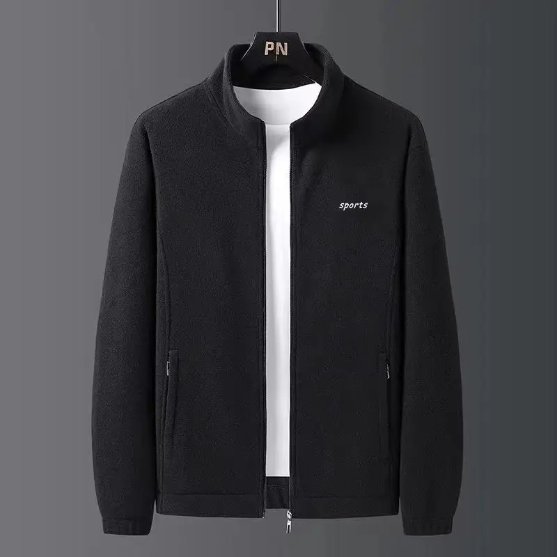 Men's 2-Sided Fleece Jacket Navy Beige Large - Image 3