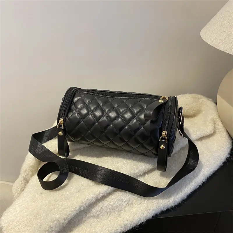 Korean Style Women's Brown Quilted Crossbody Bag - Image 6