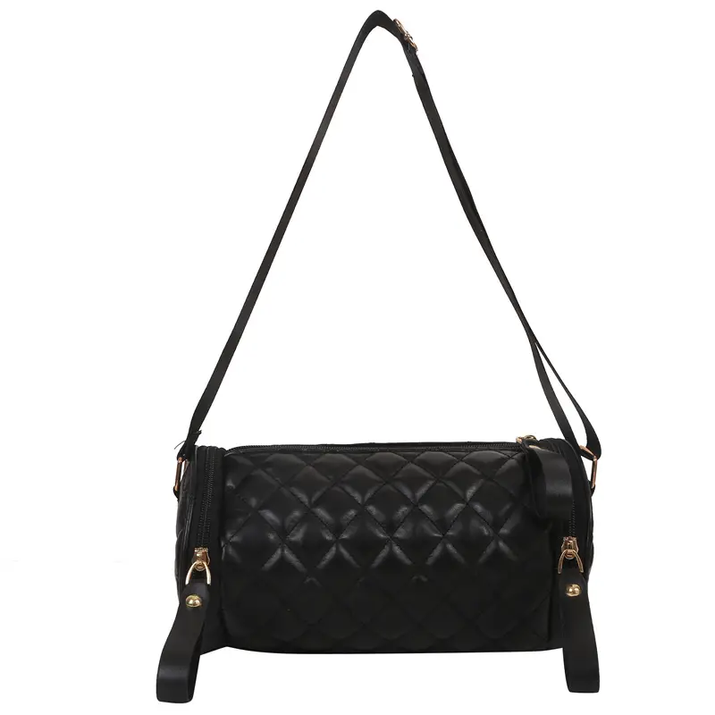 Korean Style Women's Brown Quilted Crossbody Bag - Image 9