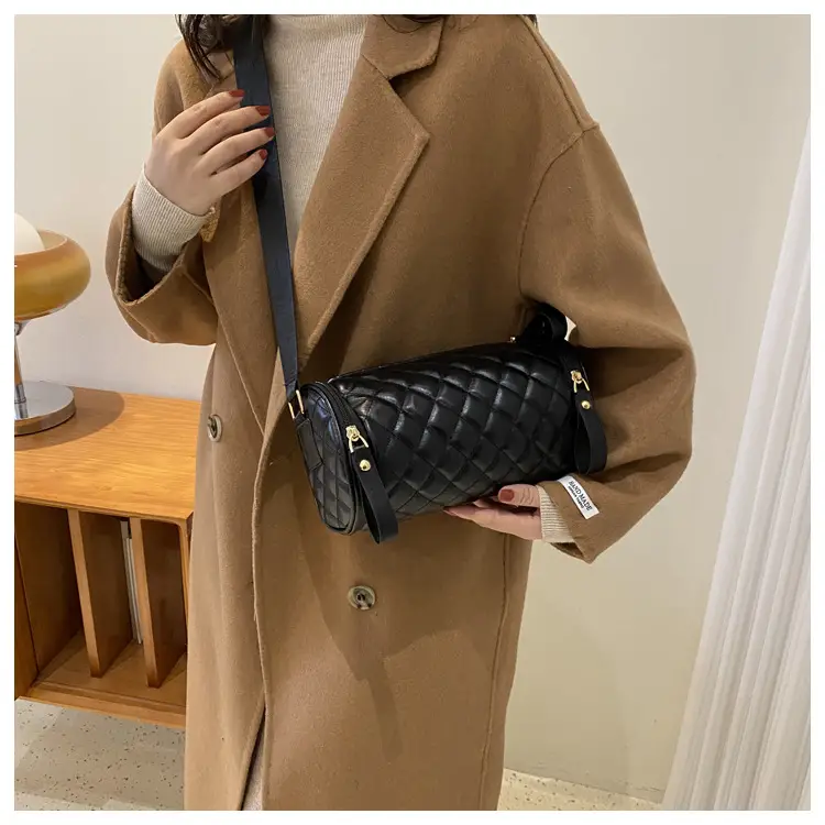 Korean Style Women's Brown Quilted Crossbody Bag — feature 10