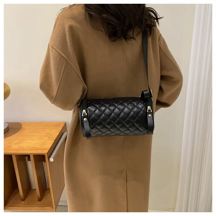 Korean Style Women's Brown Quilted Crossbody Bag — feature 11