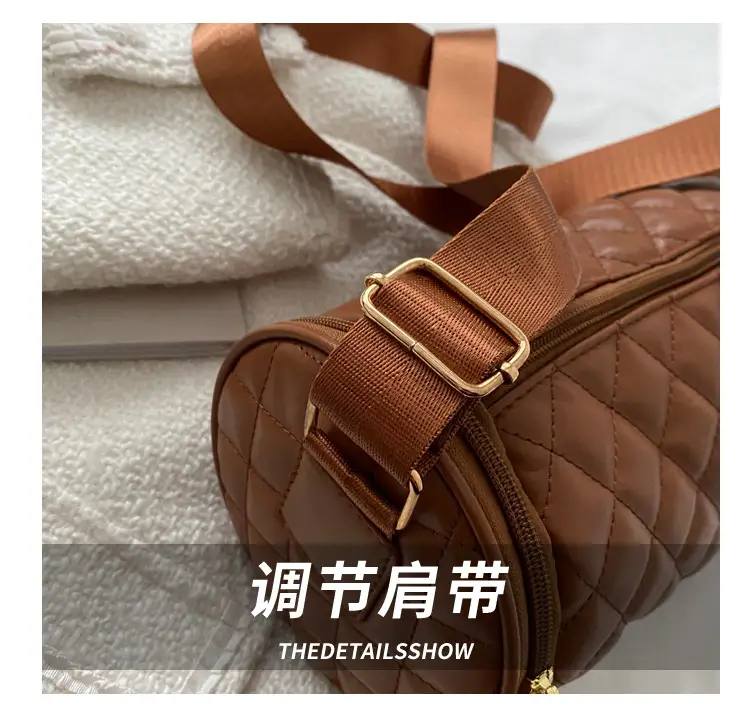 Korean Style Women's Brown Quilted Crossbody Bag — feature 3