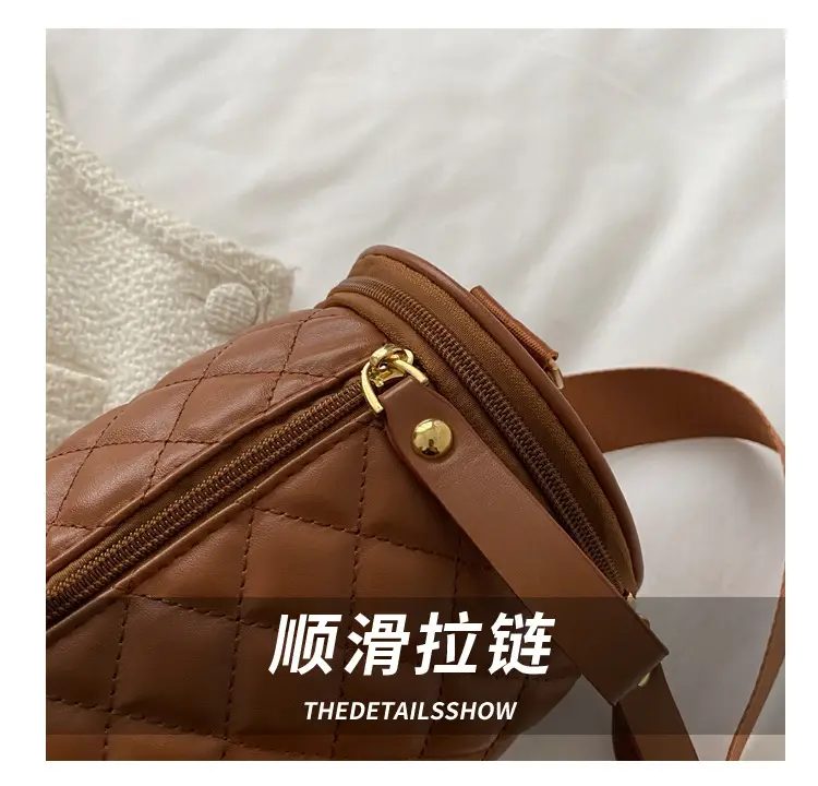 Korean Style Women's Brown Quilted Crossbody Bag — feature 4