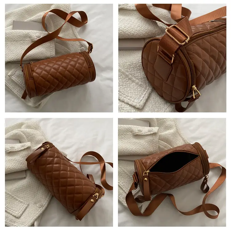 Korean Style Women's Brown Quilted Crossbody Bag — feature 7