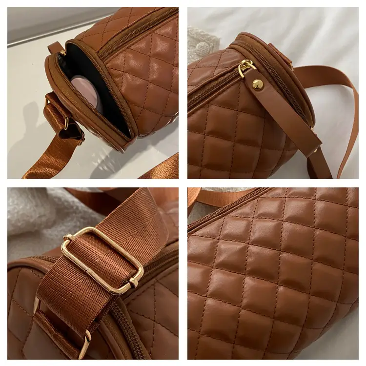Korean Style Women's Brown Quilted Crossbody Bag — feature 8