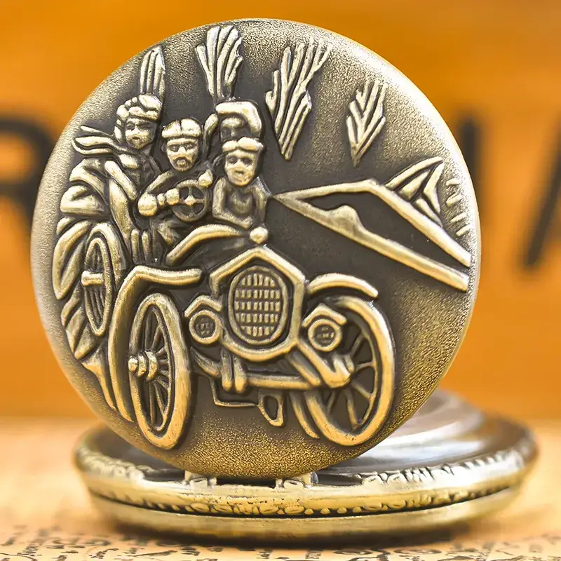 Classic Car Pocket Watch Quartz Antique Bronze Men Women Gift - Image 7