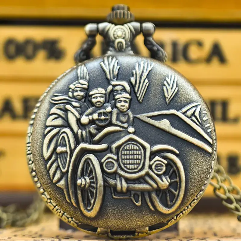 Classic Car Pocket Watch Quartz Antique Bronze Men Women Gift - Image 8