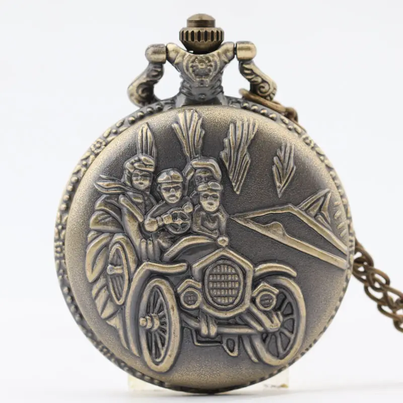 Classic Car Pocket Watch Quartz Antique Bronze Men Women Gift — feature 5