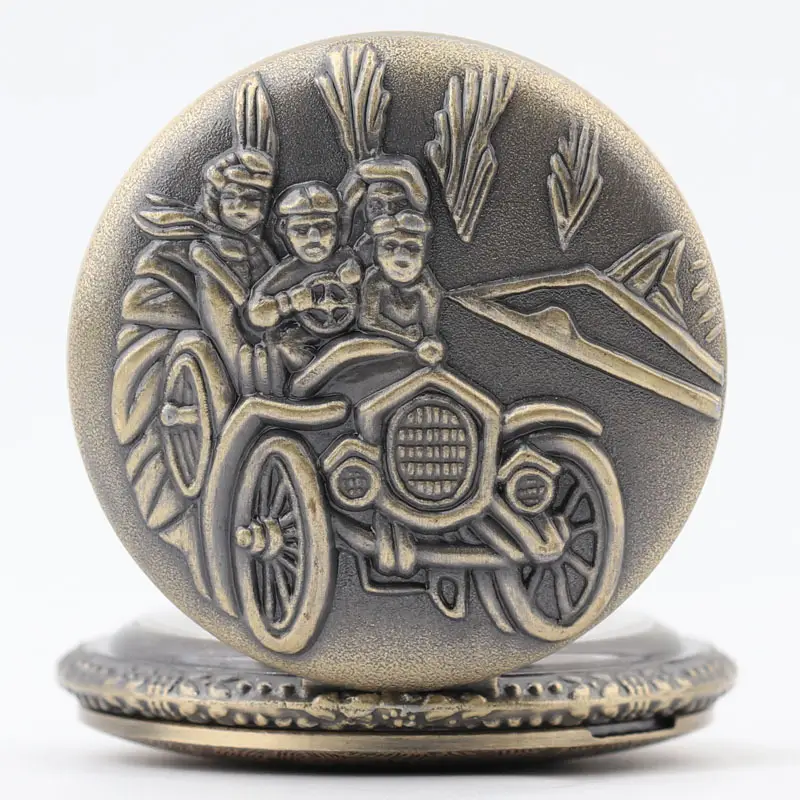 Classic Car Pocket Watch Quartz Antique Bronze Men Women Gift — feature 6