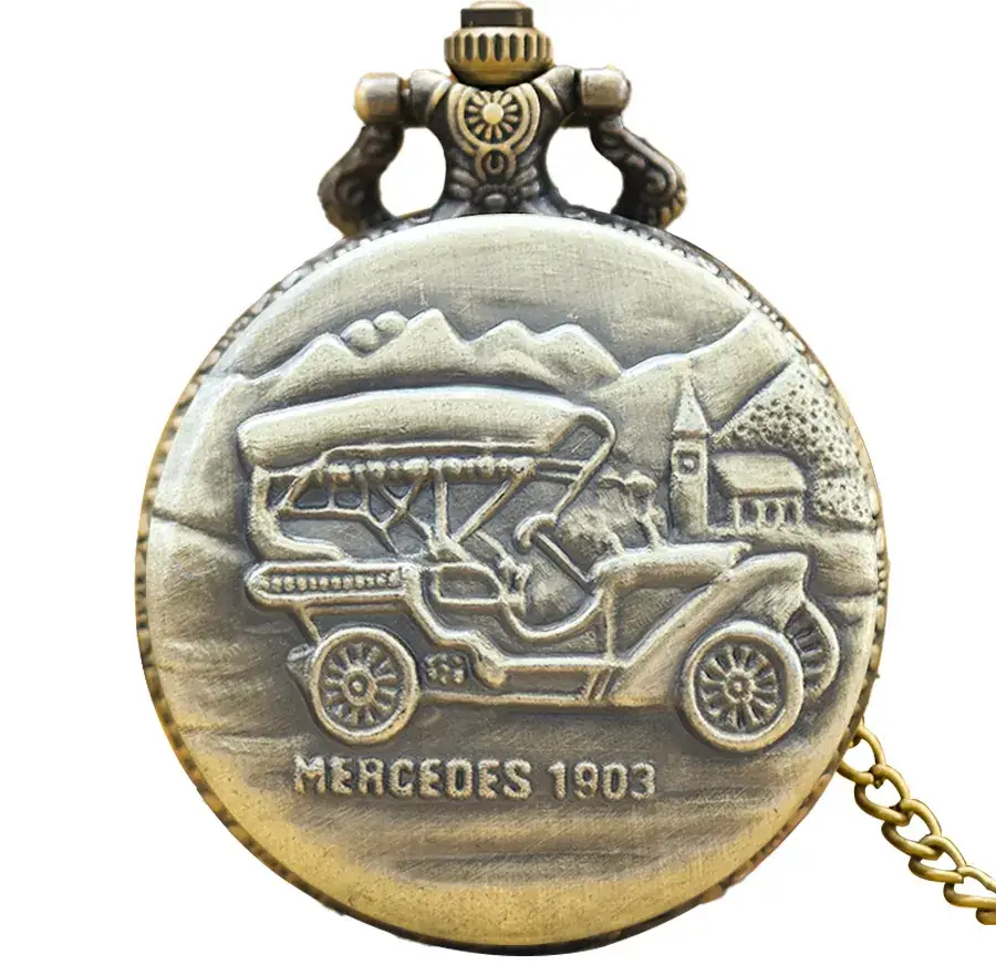 Classic Car Pocket Watch Quartz Antique Bronze Men Women Gift - Image 3