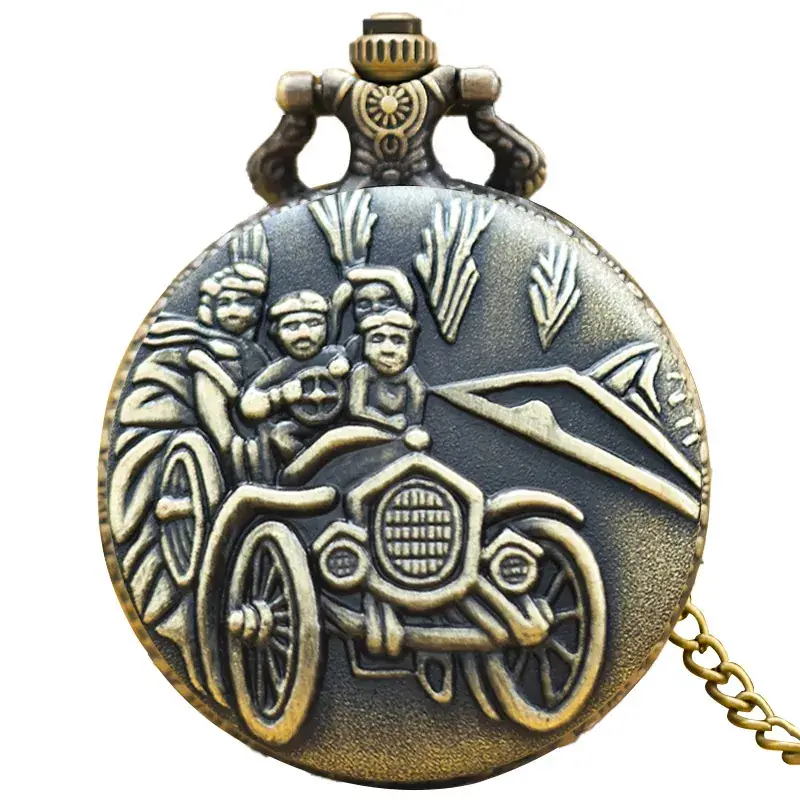 Classic Car Pocket Watch Quartz Antique Bronze Men Women Gift - Image 4